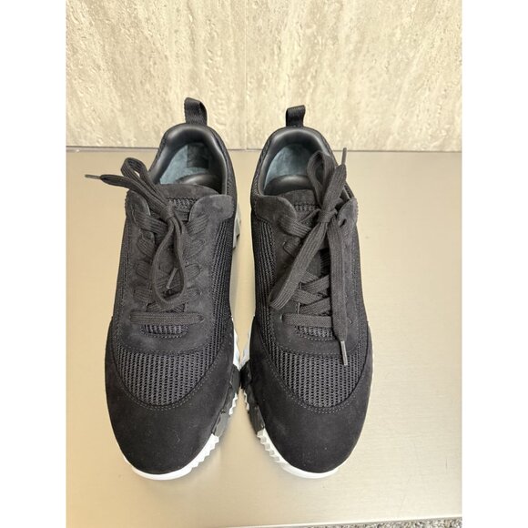 Hermes Black Lace-Up Sneakers Womens Size 40 Vegan Leather & Mesh With White Pla main image 6